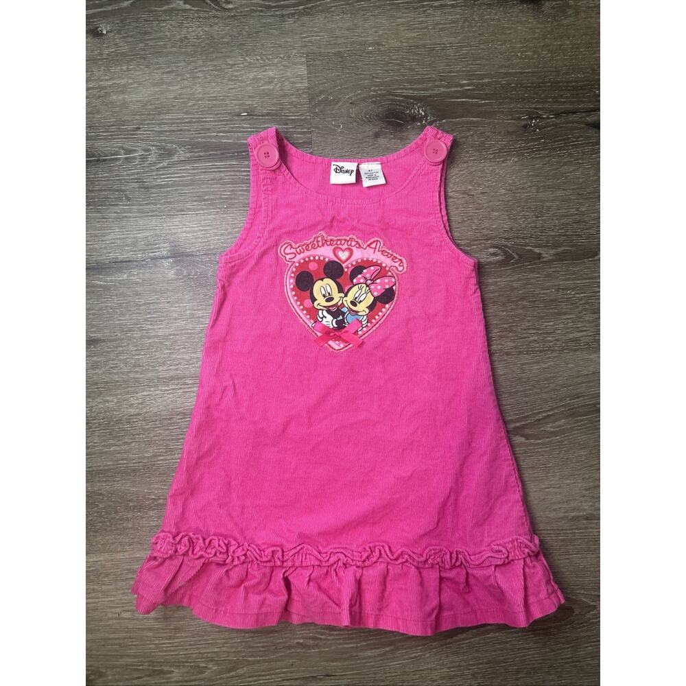 Vintage 90’s Disney Sweethearts 4 Ever Minnie Mickey Corduroy Dress 4T Hot Pink